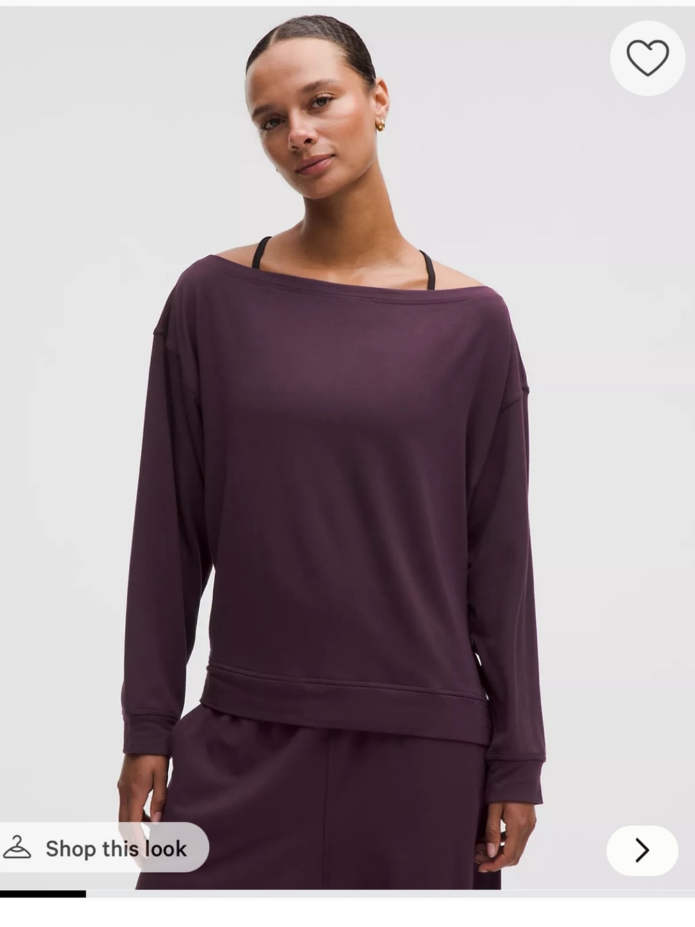 Lululemon Be calm Oversized Boatneck Long-Sleeve Shirt black plum XS/ NWT